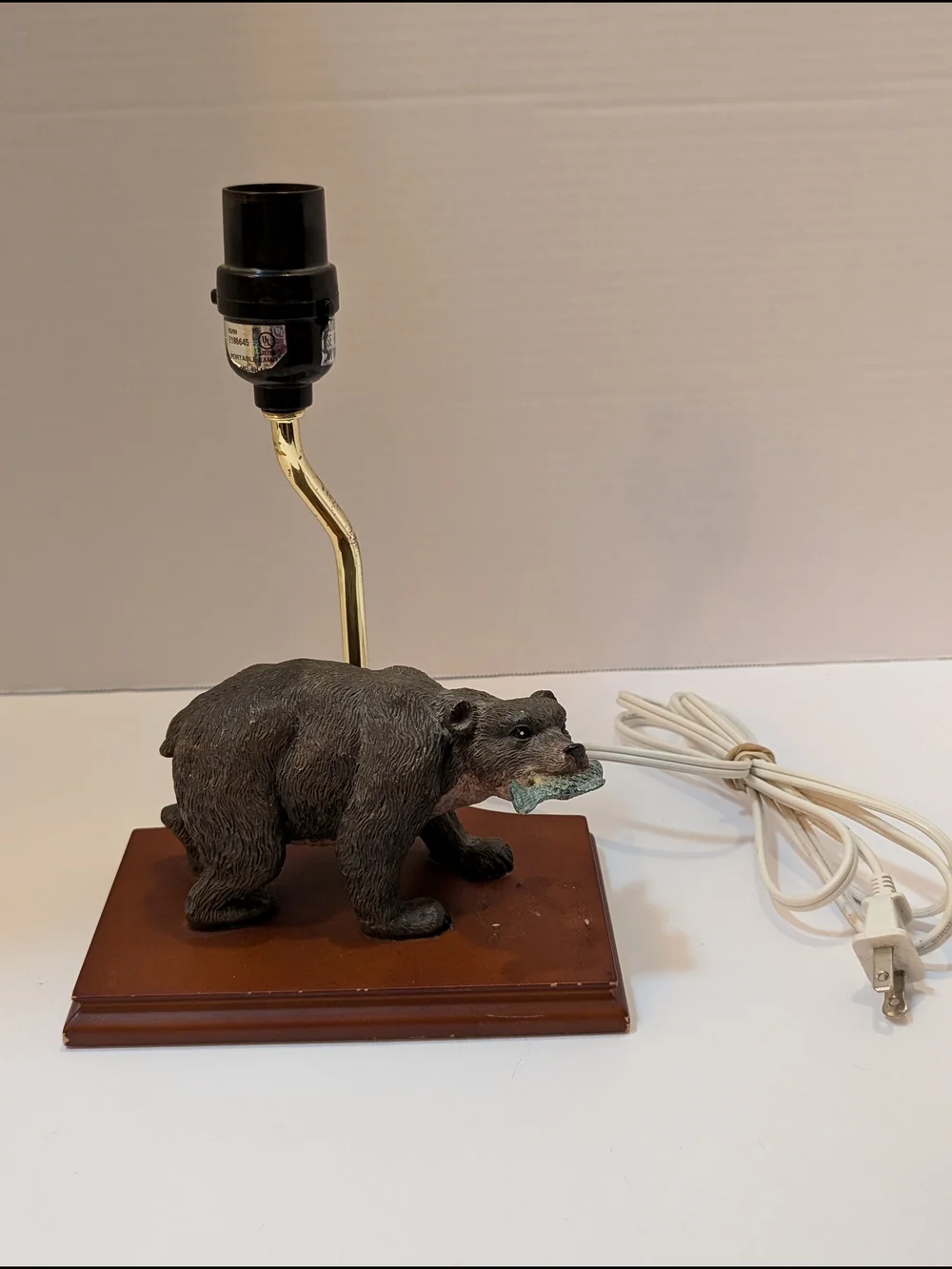 Bear Table Lamp Base in Brown with Gold Accent